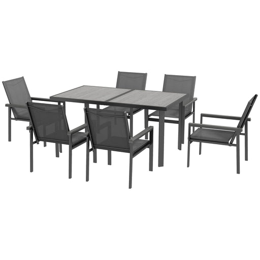 Image of an Outsunny Contemporary 6 Seat Patio Dining Set, Grey