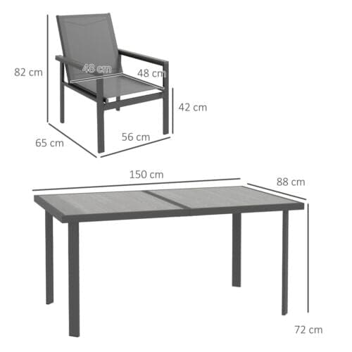 Image of an Outsunny Contemporary 6 Seat Patio Dining Set, Grey
