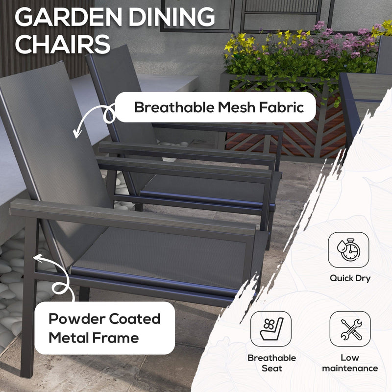 Image of an Outsunny Contemporary 6 Seat Patio Dining Set, Grey