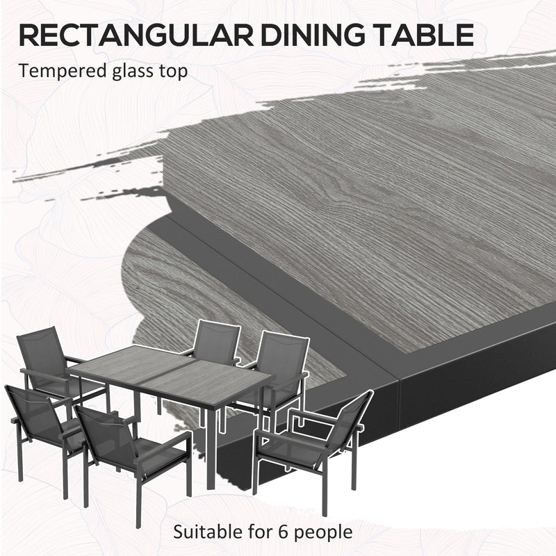 Image of an Outsunny Contemporary 6 Seat Patio Dining Set, Grey