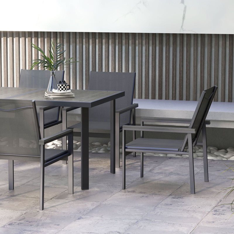 Image of an Outsunny Contemporary 6 Seat Patio Dining Set, Grey