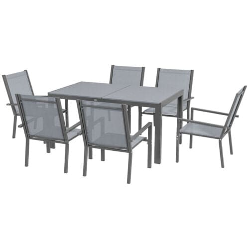 Image of an Outsunny Modern 6 Seater Patio Dining Set, Light Grey