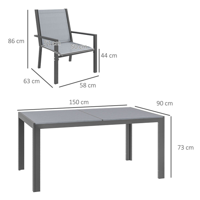 Image of an Outsunny Modern 6 Seater Patio Dining Set, Light Grey