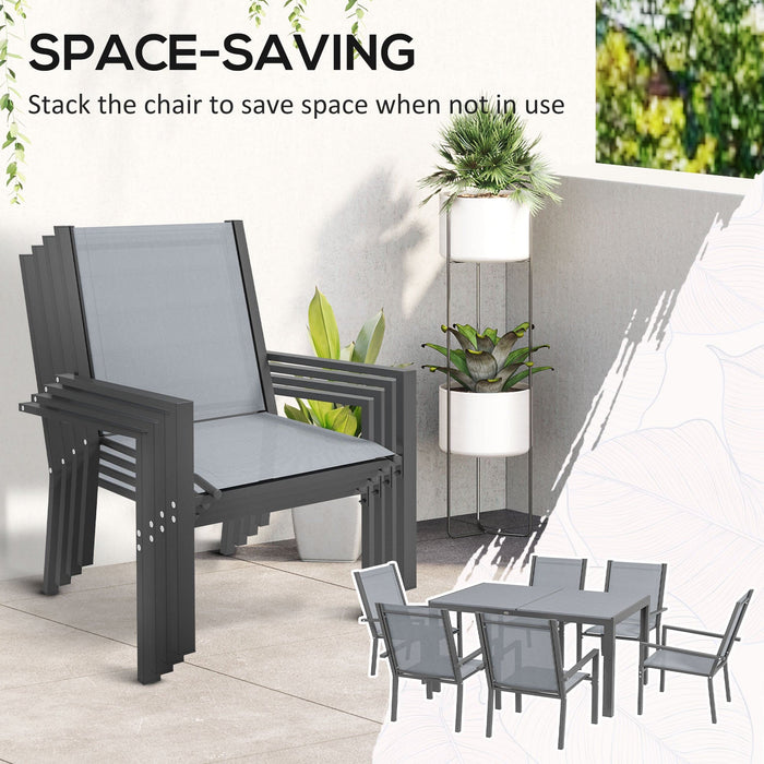 Image of an Outsunny Modern 6 Seater Patio Dining Set, Light Grey