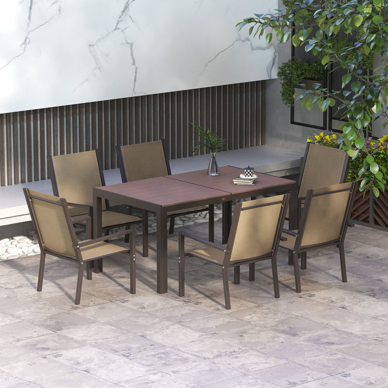 Image of an Outsunny 6 Seater Patio Dining Set, Khaki