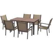 Image of an Outsunny 6 Seater Patio Dining Set, Khaki