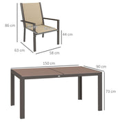 Image of an Outsunny 6 Seater Patio Dining Set, Khaki