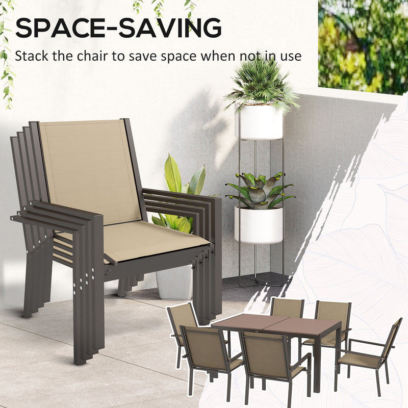 Image of an Outsunny 6 Seater Patio Dining Set, Khaki