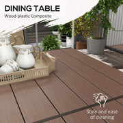 Image of an Outsunny 6 Seater Patio Dining Set, Khaki