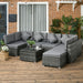 Image of an Outsunny Grey Rattan Corner Sofa Set With Chaise, Coffee Table