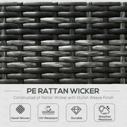 Image of an Outsunny Grey Rattan Corner Sofa Set With Chaise, Coffee Table