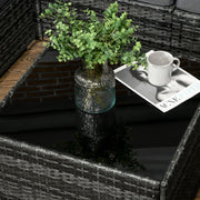 Image of an Outsunny Grey Rattan Corner Sofa Set With Chaise, Coffee Table