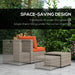 Image of an Outsunny Grey Rattan Garden Sofa Set With Orange Cushions