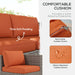 Image of an Outsunny Grey Rattan Garden Sofa Set With Orange Cushions