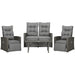 Image of an Outsunny Rattan Reclining Chairs Garden Furniture Set, Dark Grey