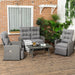 Image of an Outsunny Rattan Reclining Chairs Garden Furniture Set, Dark Grey