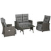 Image of an Outsunny Rattan Reclining Chairs Garden Furniture Set, Dark Grey