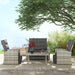 Image of an Outsunny Rattan Reclining Chairs Garden Furniture Set, Light Grey