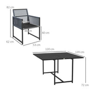 Image of an Outsunny Space Saving 4 Seat Patio Dining Set, Grey