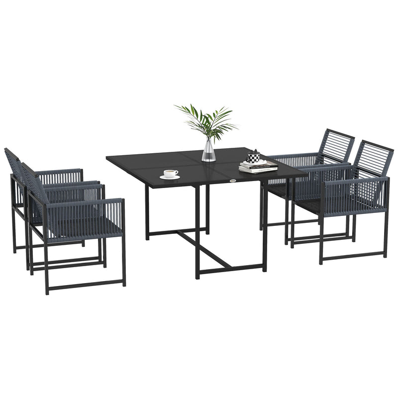 Image of an Outsunny Space Saving 4 Seat Patio Dining Set, Grey