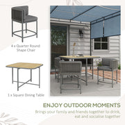 Image of an Outsunny Space Saving 4 Seat Cube Patio Dining Set, Grey