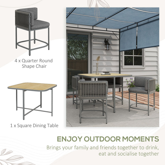 Image of an Outsunny Space Saving 4 Seat Cube Patio Dining Set, Grey