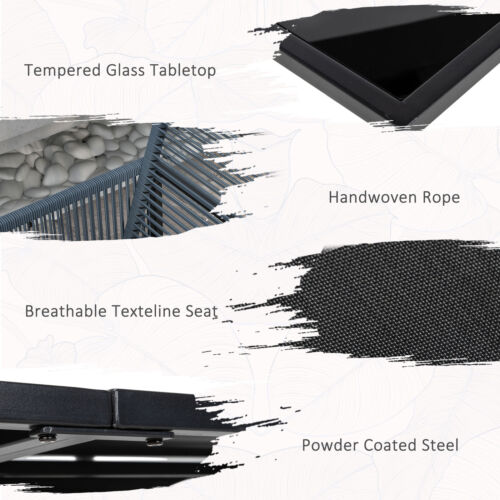 Image of an Outsunny Space Saving 4 Seat Patio Dining Set, Grey