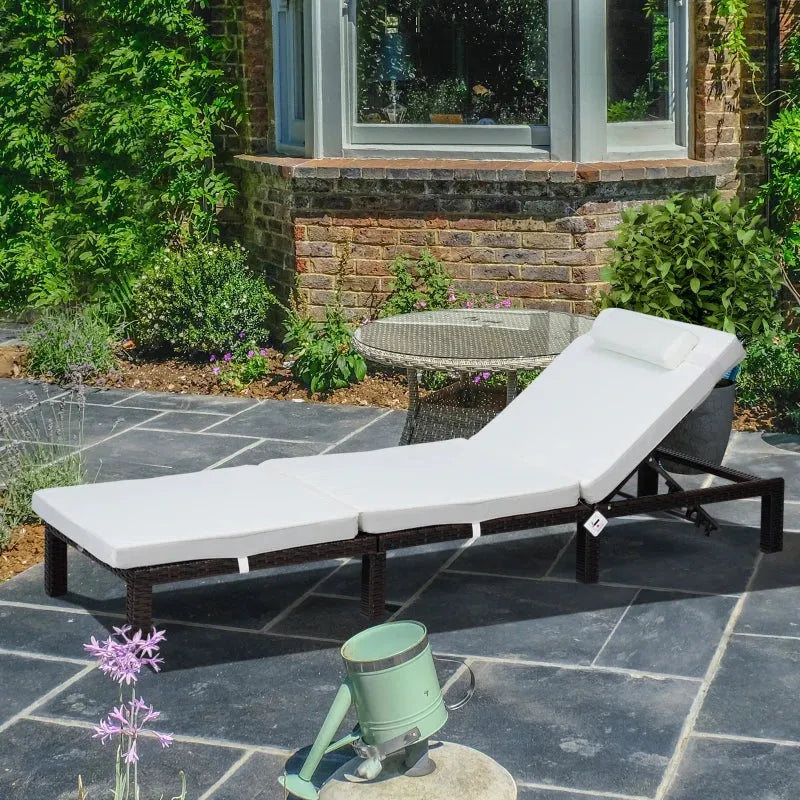 Rattan Sun Lounger With Cushions