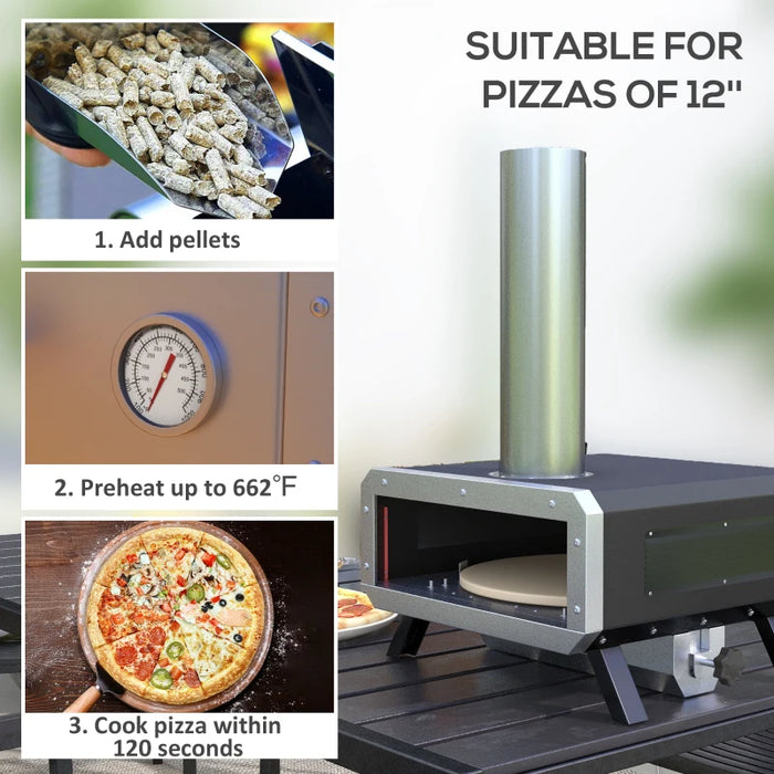 Pellet Fired Pizza Oven with 12" / 30cm Rotating Pizza Stone