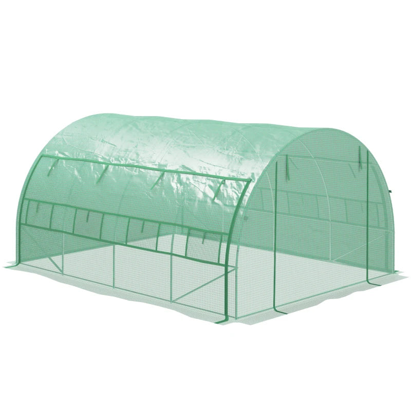 Image of a green 4 meter by 3 meter poly tunnel greenhouse