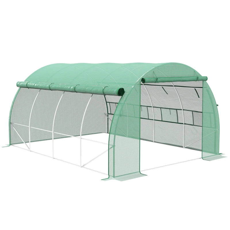 Image of a green 4 meter by 3 meter poly tunnel greenhouse