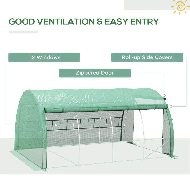 Image of a green 4 meter by 3 meter poly tunnel greenhouse