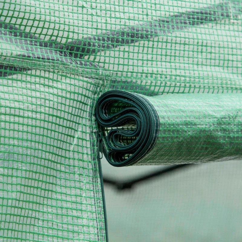 Image of a green 4 meter by 3 meter poly tunnel greenhouse