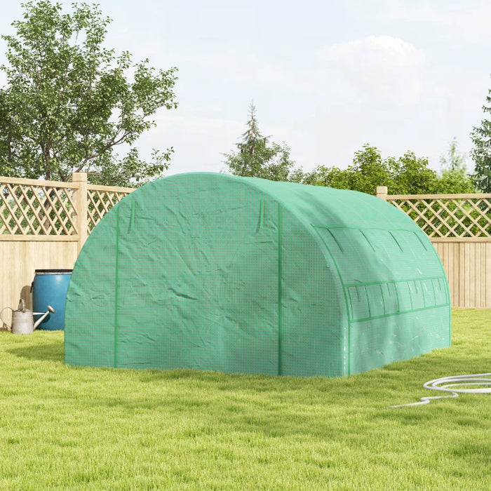 Image of a green 4 meter by 3 meter poly tunnel greenhouse