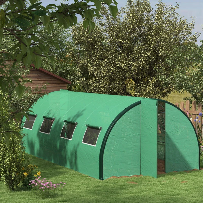 Image of a Green Outsunny Poly Tunnel Greenhouse