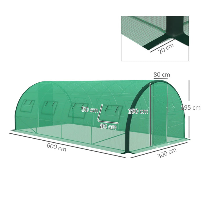 Image of a Green Outsunny Poly Tunnel Greenhouse