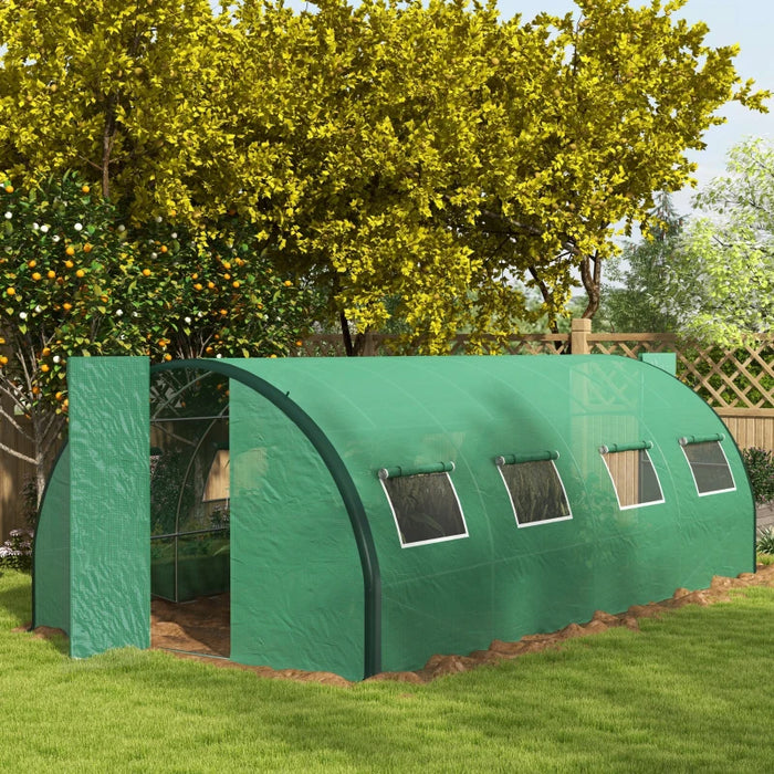 Image of a Green Outsunny Poly Tunnel Greenhouse