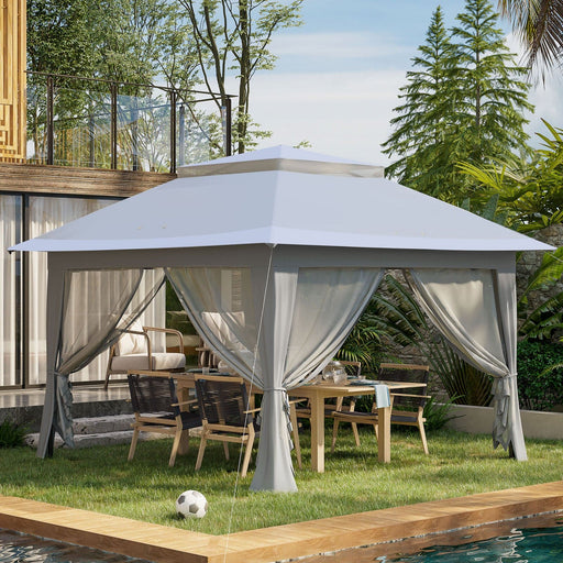 Image of an Outsunny Pop Up Garden Gazebo With Sides, 3.6m x 3.6m, Grey