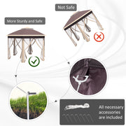 Image of an Outsunny Pop Up Hexagon Gazebo With Sides, 3x4m, Khaki