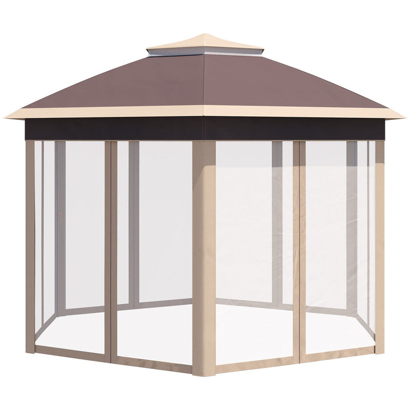 Image of an Outsunny Pop Up Hexagon Gazebo With Sides, 3x4m, Khaki