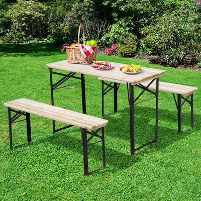 Portable Folding Picnic Table and Bench Set - Black Outsunny