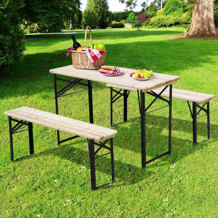 Portable Folding Picnic Table and Bench Set - Black