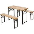 Portable Folding Picnic Table and Bench Set - Black Outsunny