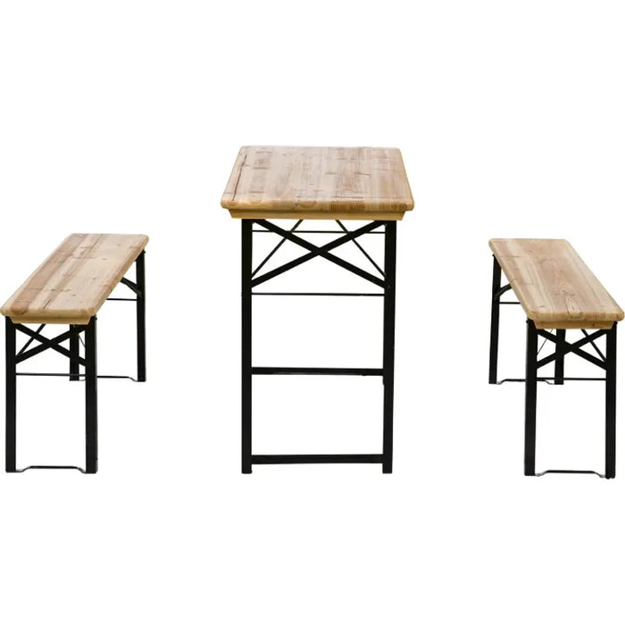 Portable Folding Picnic Table and Bench Set - Black