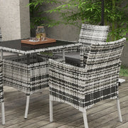 Image of an all weather PE Rattan Patio Furniture Square Dining Table and Chairs, Grey