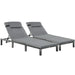 Image of a set of 2 grey rattan sun lounger with cushions and adjustable backrests