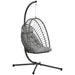 Image of a Rattan Swinging Egg Chair With Stand, Light Grey 