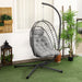 Image of a Rattan Swinging Egg Chair With Stand, Light Grey 