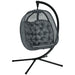 Image of a Swinging Egg Chair With Stand and Thick Cushion, Dark Grey 