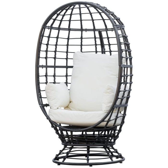 Wicker Egg Chair With 360° Swivel Base And Cushions